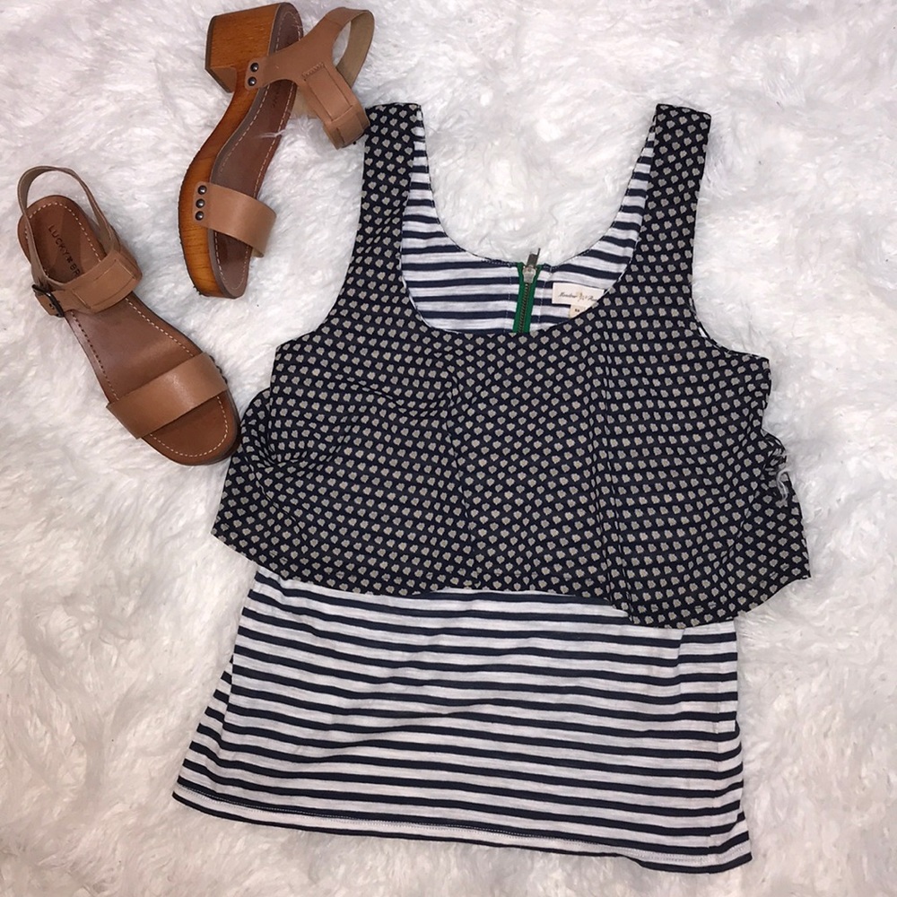 Anthropologie Meadow Rue Floral Striped Tier Tank